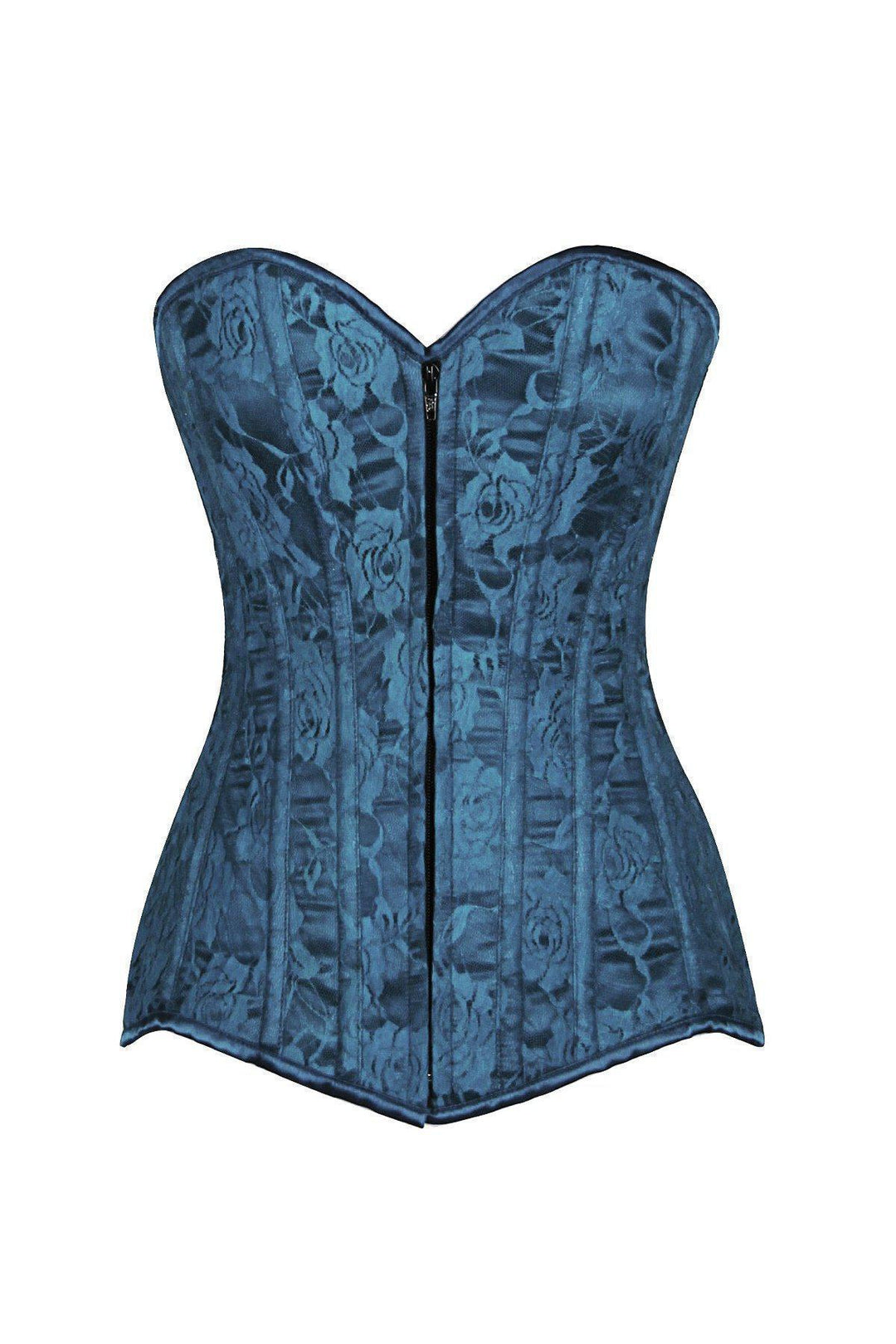 Lavish Dark Teal Lace Overbust Corset w/Zipper-Daisy Corsets-SEXYSHOES.COM