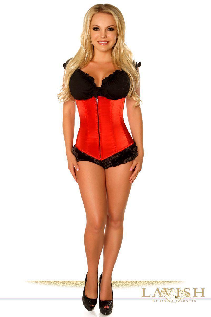 Lavish Plus Size Red Underbust Zipper Corset-Daisy Corsets-SEXYSHOES.COM