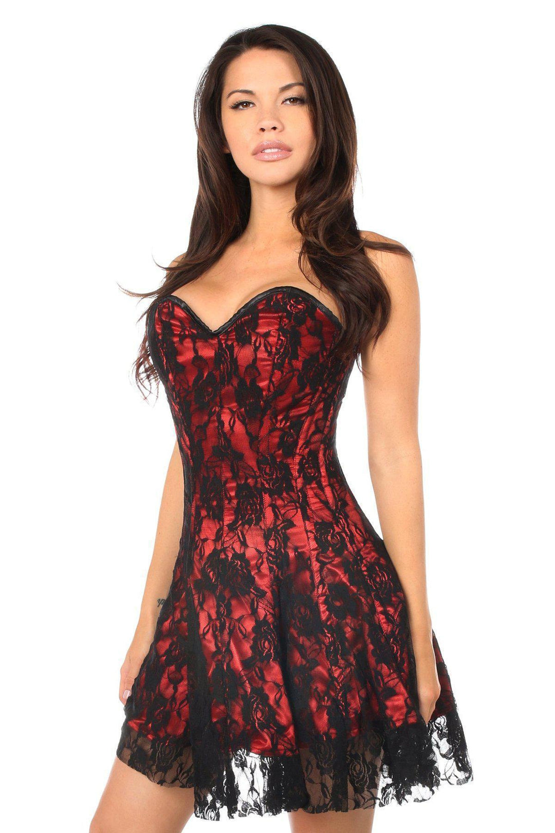 Lavish Red Lace Corset Dress-Daisy Corsets-SEXYSHOES.COM