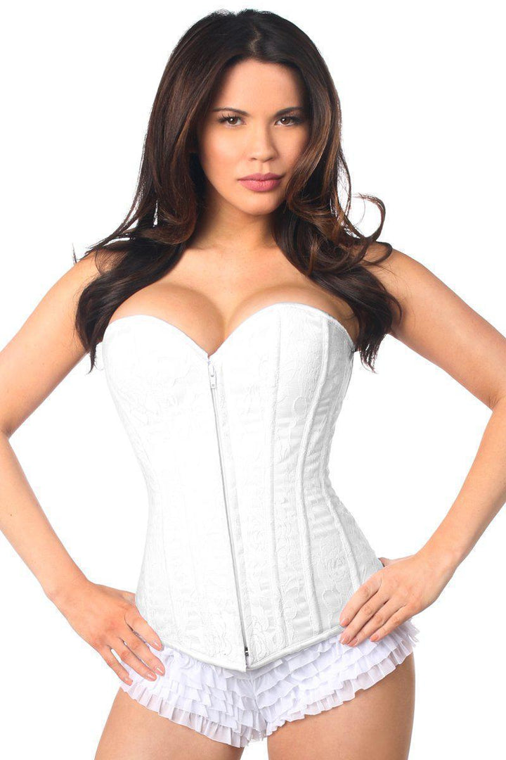 Lavish White Lace Overbust Corset w/Zipper-Daisy Corsets-SEXYSHOES.COM