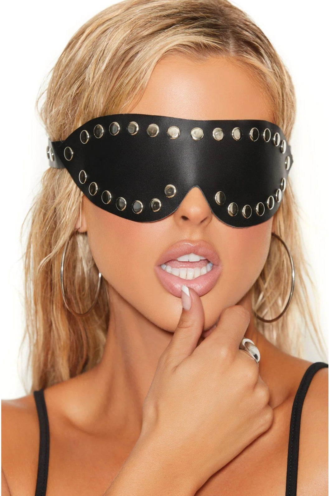 Leather Blindfold-Mask + Hoods-Elegant Moments-Black-O/S-SEXYSHOES.COM