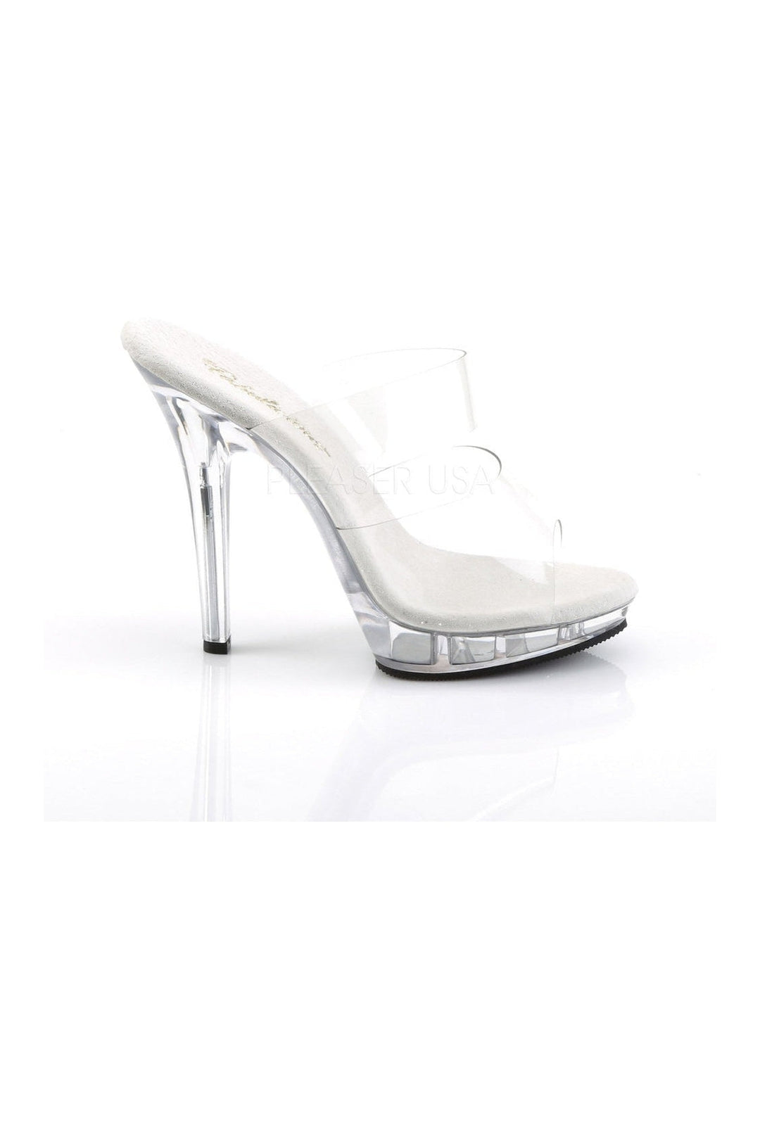 Fabulicious LIP-102 Platform Slide in Clear Vinyl