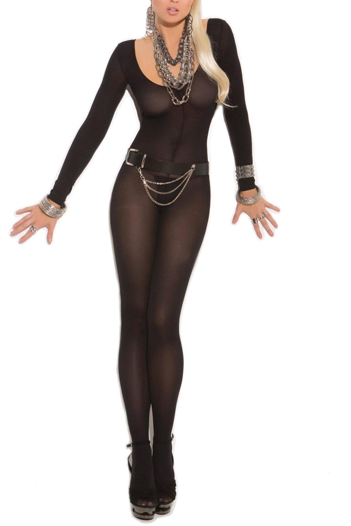 Long Sleeve Bodystocking-Bodystockings-Elegant Moments-Black-O/S-SEXYSHOES.COM