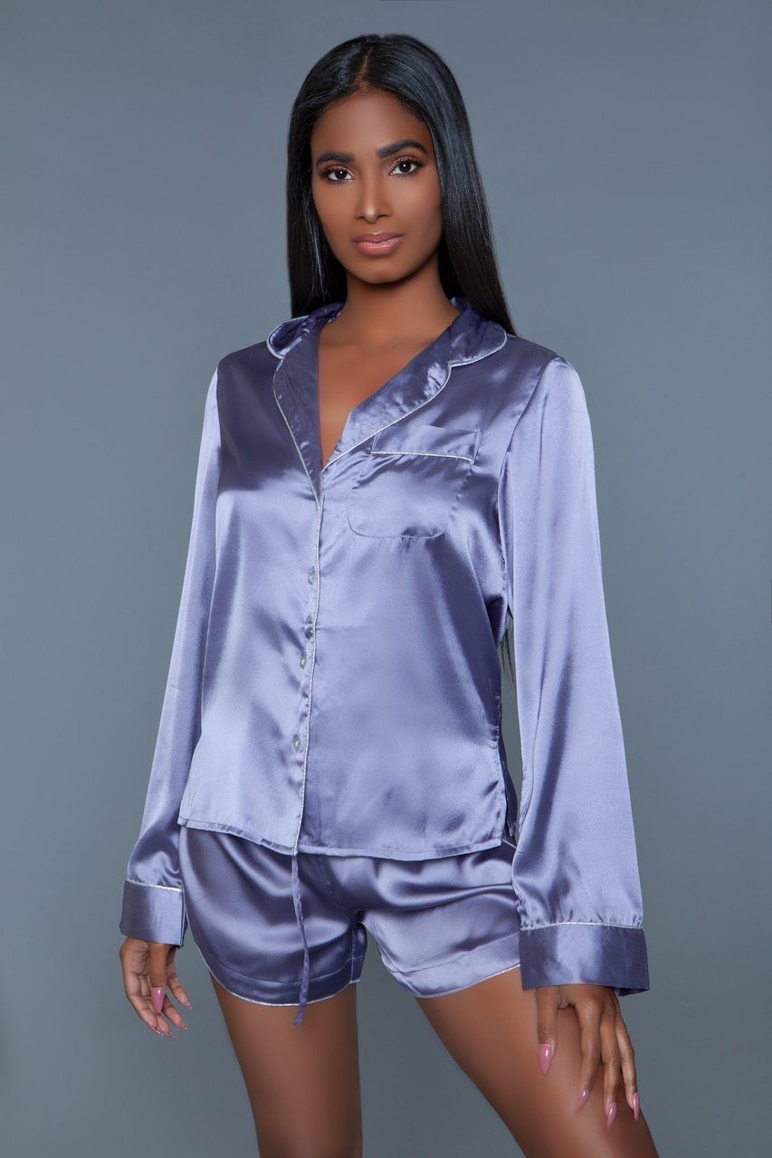 Long Sleeve Satin Sleepwear Set-Sleepwear-BeWicked-SEXYSHOES.COM