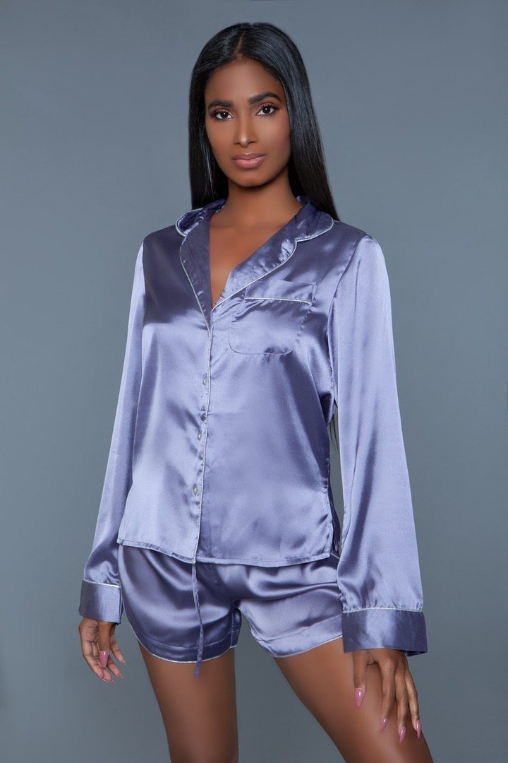 Long Sleeve Satin Sleepwear Set-Sleepwear-BeWicked-SEXYSHOES.COM