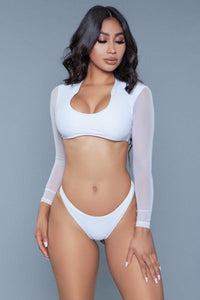 BeWicked Long Sleeve V Neck Set in White