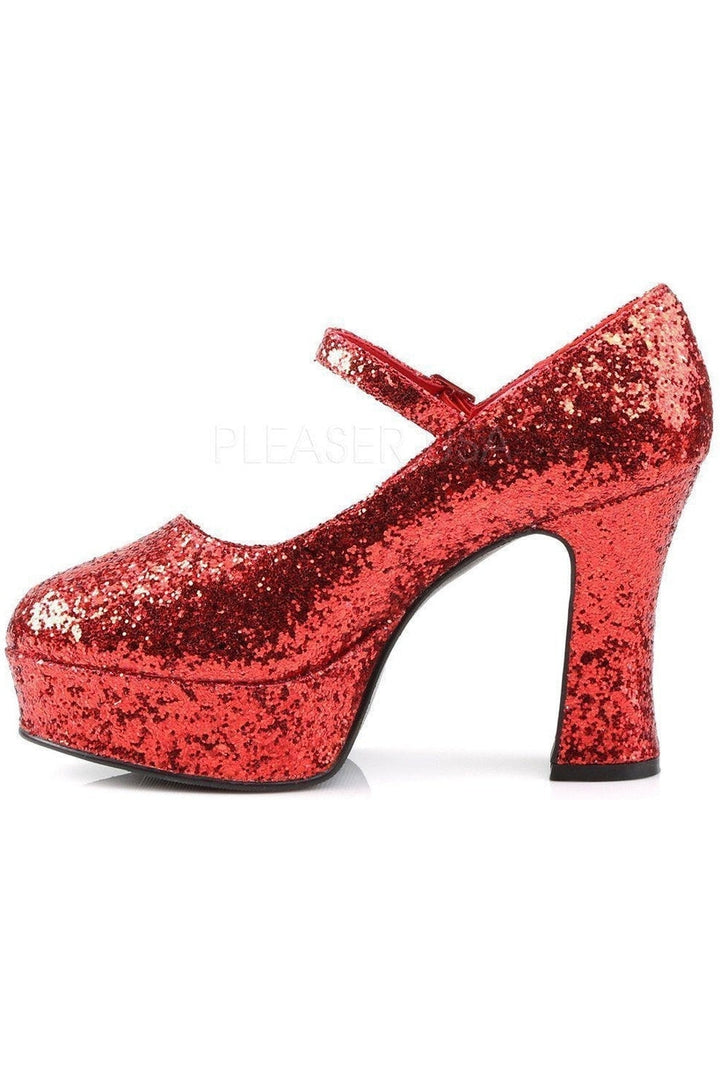 MARYJANE-50G Mary Jane | Red Glitter-Funtasma-Mary Janes-SEXYSHOES.COM