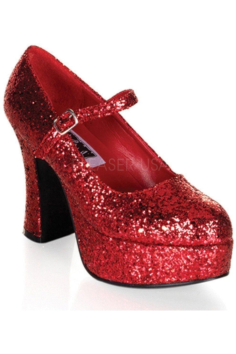 MARYJANE-50G Mary Jane | Red Glitter-Funtasma-Red-Mary Janes-SEXYSHOES.COM