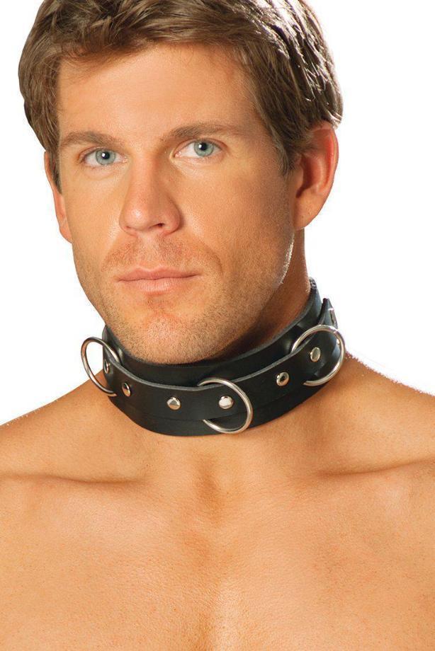 Elegant Moments Men'S Leather O Ring Collar in Black  from SexyShoes.com