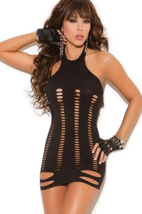 Elegant Moments Opaque Mini Dress in Black  from SexyShoes.com