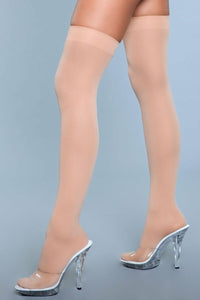 BeWicked Opaque Thigh Highs in Nude  from SexyShoes.com