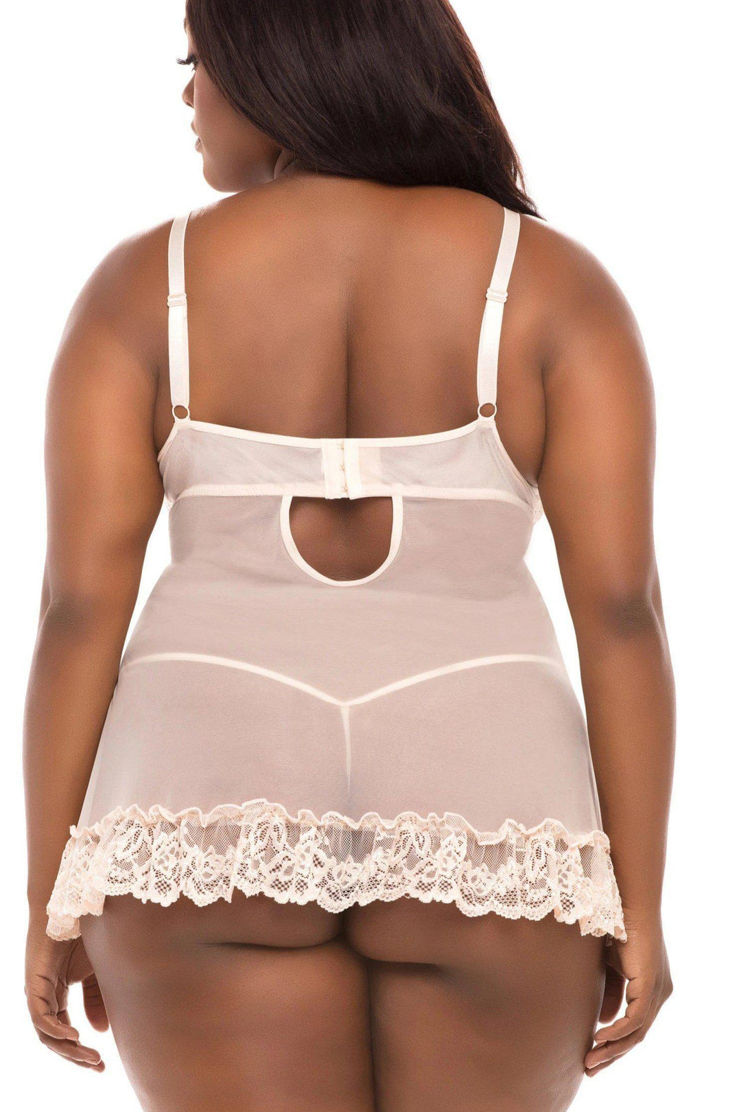 Plus Size Lacey Babydoll with Bow-Plus Babydolls-Oh La La Cheri-SEXYSHOES.COM