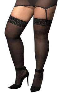 Mapale Plus Size Mesh Thigh Highs in Black  from SexyShoes.com