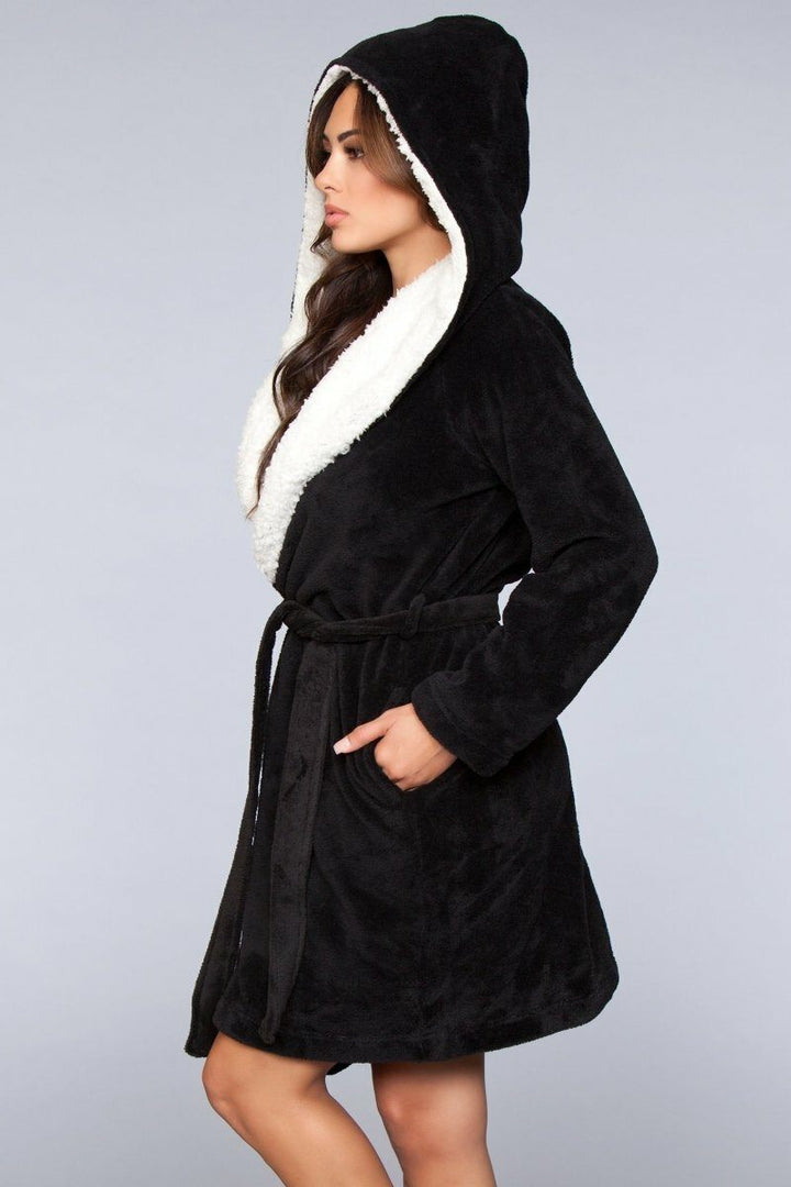 Plush Fleece Hooded Robe-Robes-BeWicked-SEXYSHOES.COM