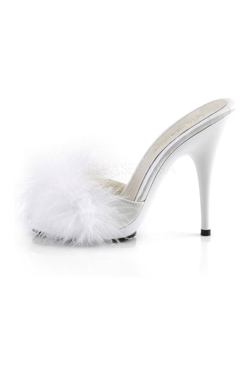 POISE-501F Slide | White Genuine Satin-Fabulicious-Slides-SEXYSHOES.COM