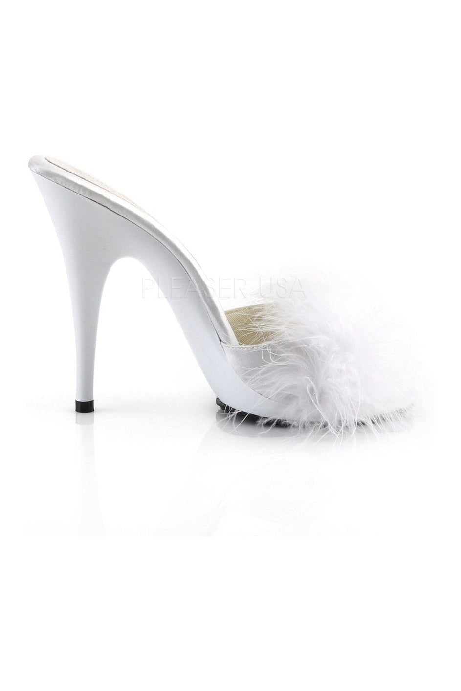 POISE-501F Slide | White Genuine Satin-Fabulicious-Slides-SEXYSHOES.COM