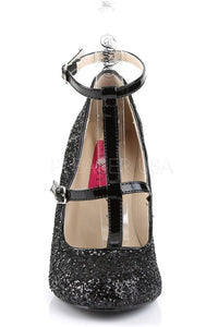 Pleaser Pink Label QUEEN-01 Pump in Black Glitter