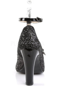 Pleaser Pink Label QUEEN-01 Pump in Black Glitter