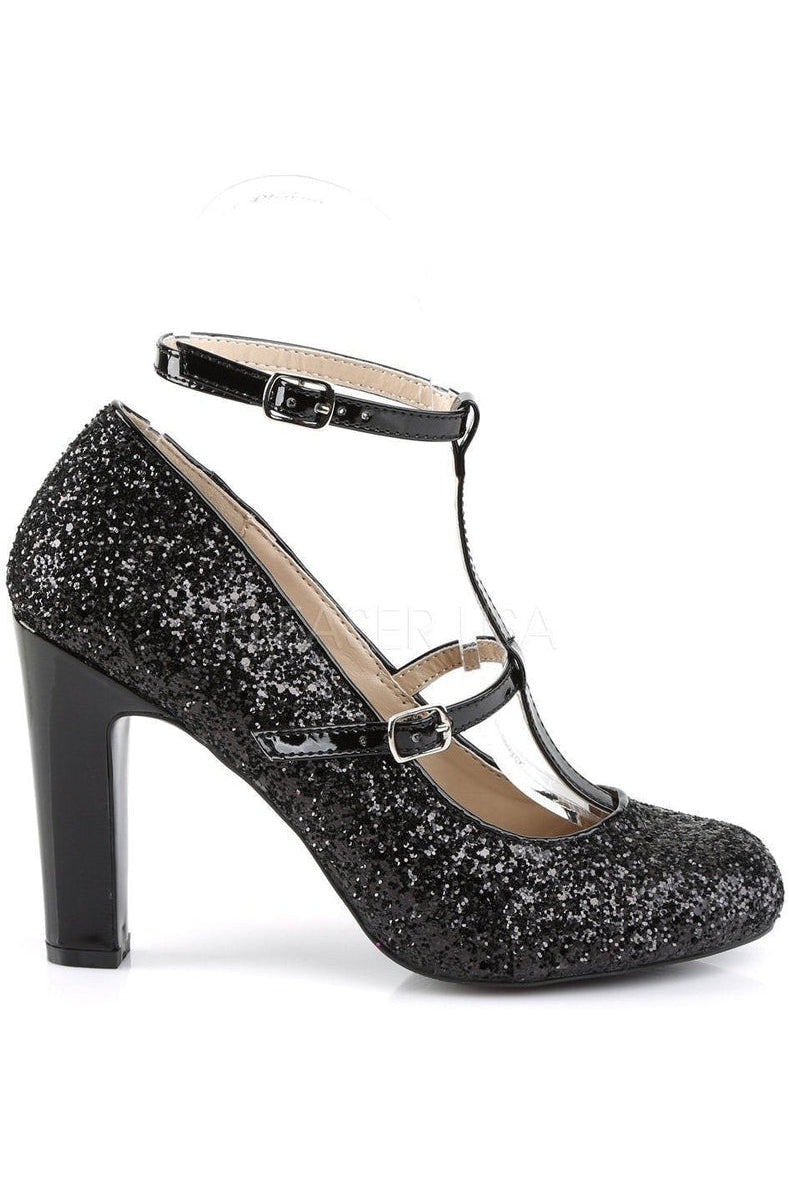 Pleaser Pink Label QUEEN-01 Pump in Black Glitter