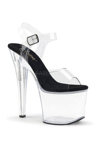 Pleaser RADIANT-708 Platform Sandals in Black Vinyl from SexyShoes.com