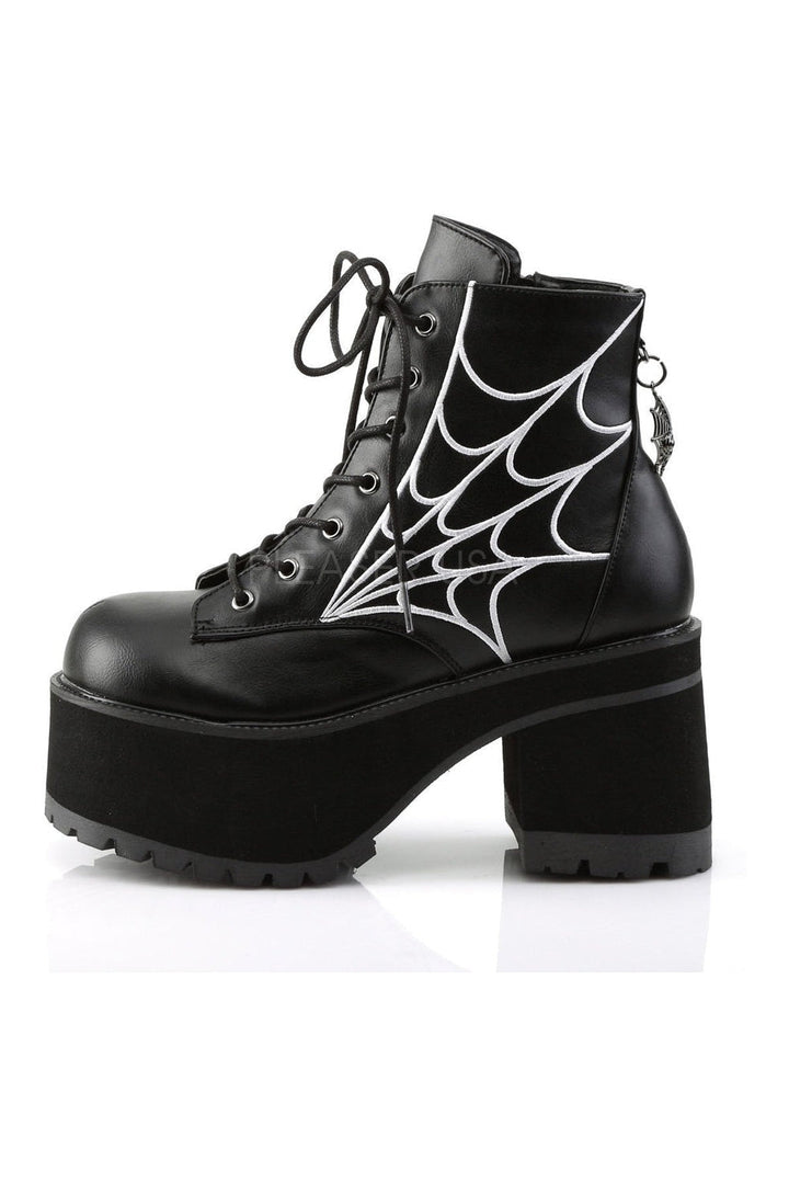 RANGER-105 Demonia Ankle Boot | Black Faux Leather-Demonia-Ankle Boots-SEXYSHOES.COM