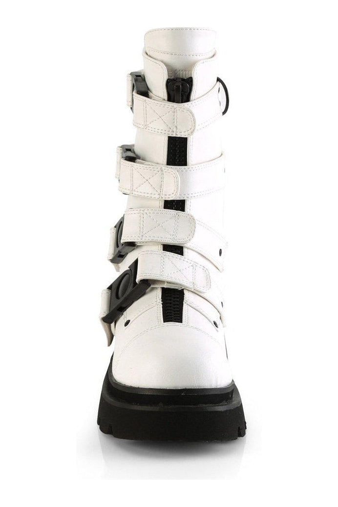 RENEGADE-55 Knee Boot | White Faux Leather-Knee Boots-Demonia-SEXYSHOES.COM