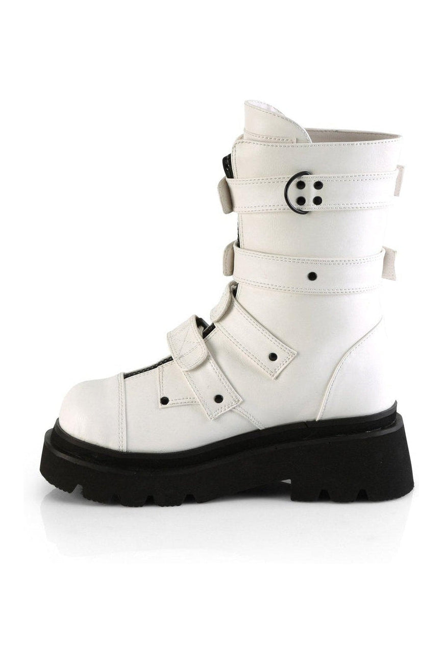 RENEGADE-55 Knee Boot | White Faux Leather-Knee Boots-Demonia-SEXYSHOES.COM