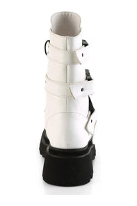 Demonia RENEGADE-55 Knee Boot in White Faux Leather