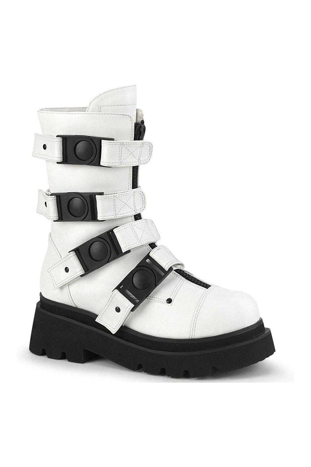 RENEGADE-55 Knee Boot | White Faux Leather-Knee Boots-Demonia-SEXYSHOES.COM