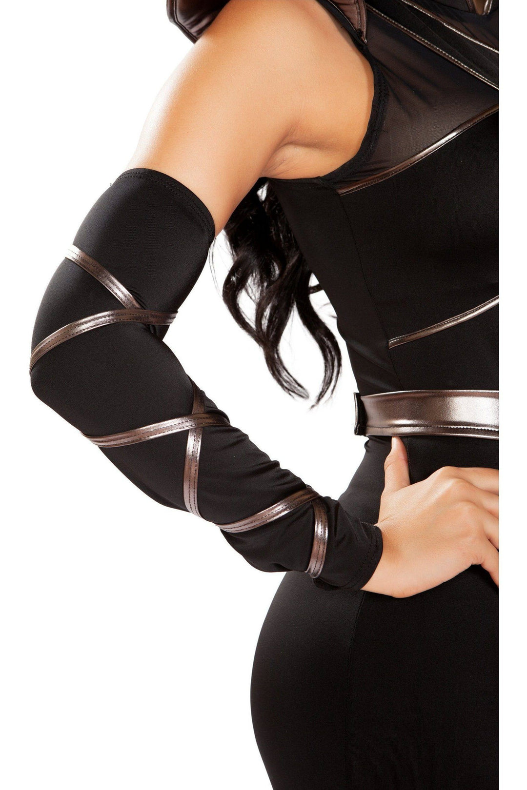 Roma Pair of Arm Cuffs with Strap Detail-SEXYSHOES.COM
