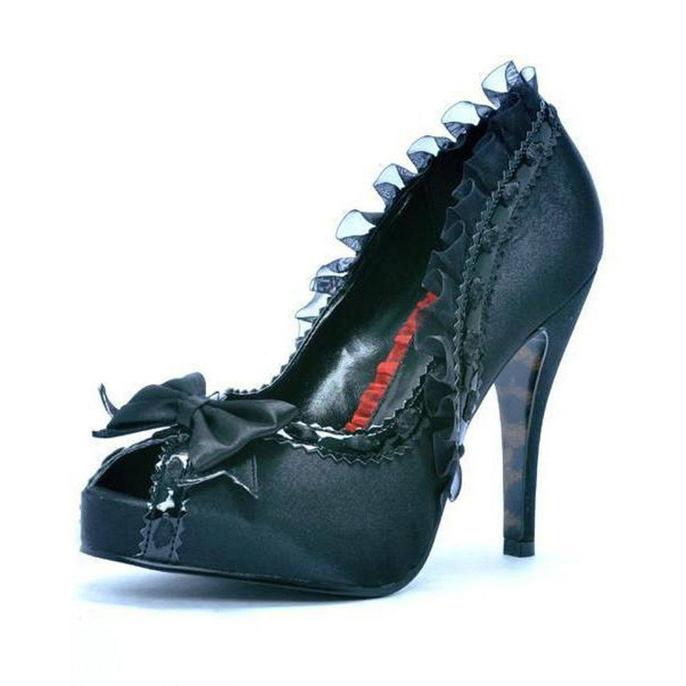 RUFFLE & BOW PUMP | Black Satin-Final Sale-Black-Pumps-SEXYSHOES.COM