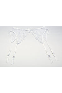 Intimate Attitudes Scalloped Embroidered Garter belt in White  from SexyShoes.com