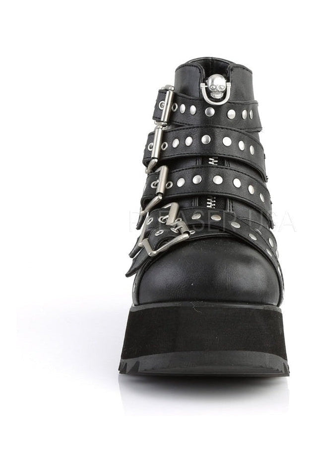 SCENE-30 Demonia Wedge | Black Faux Leather-Demonia-Ankle Boots-SEXYSHOES.COM