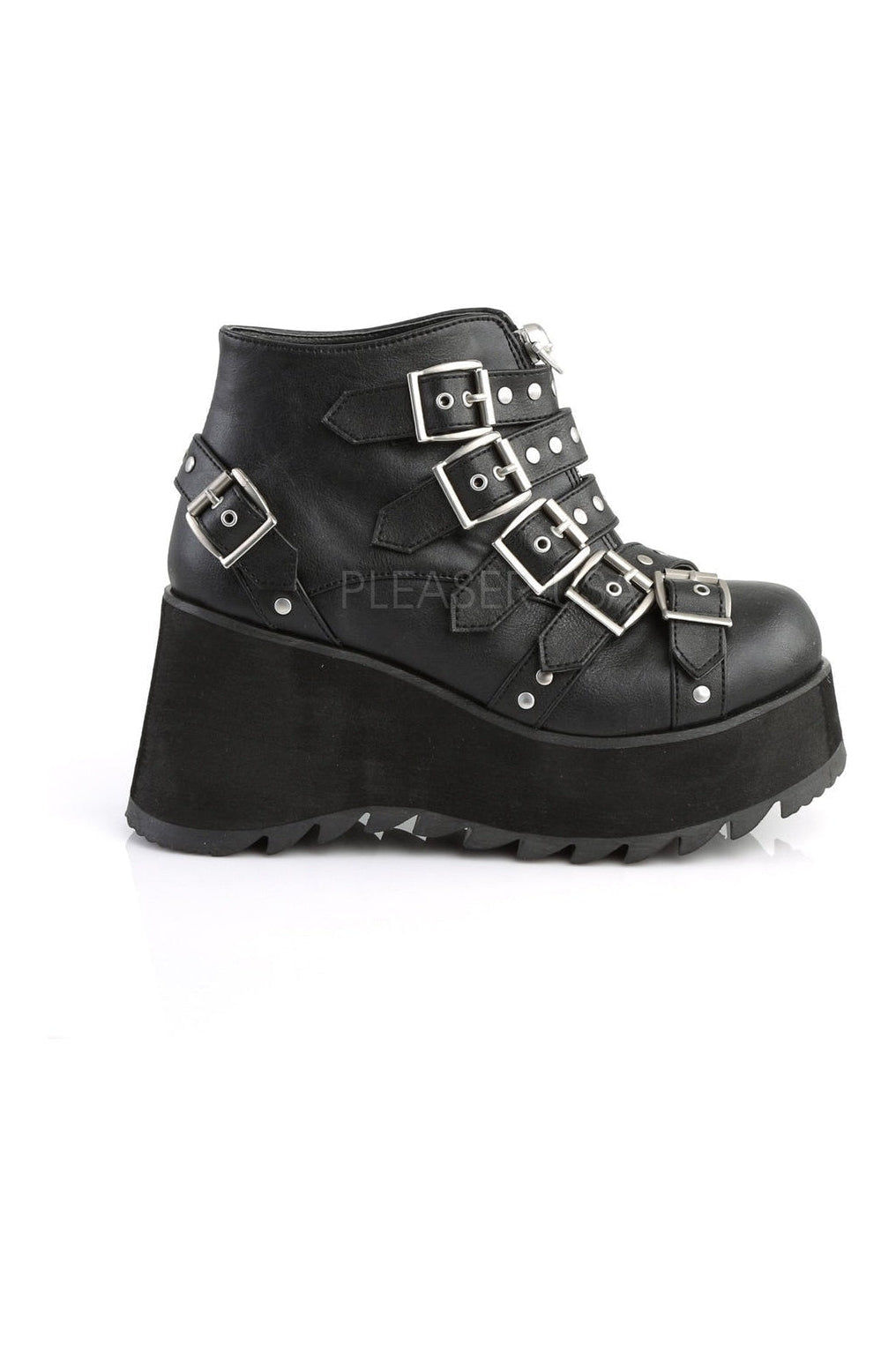 SCENE-30 Demonia Wedge | Black Faux Leather-Demonia-Ankle Boots-SEXYSHOES.COM