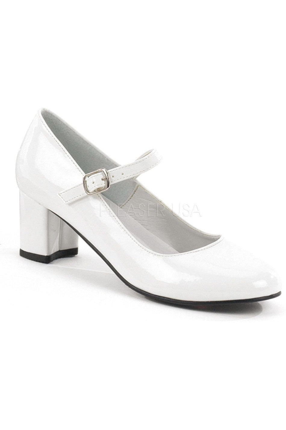 SCHOOLGIRL-50 Mary Jane | White Patent-Funtasma-White-Mary Janes-SEXYSHOES.COM