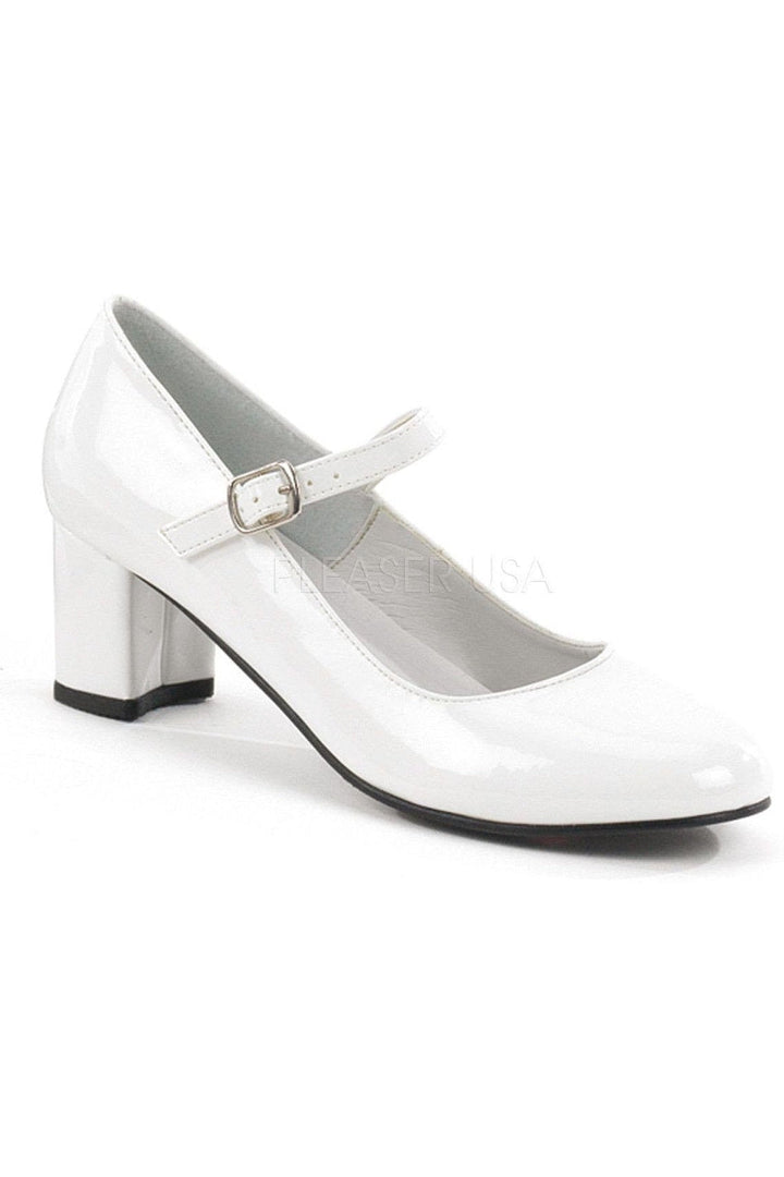 SCHOOLGIRL-50 Mary Jane | White Patent-Funtasma-White-Mary Janes-SEXYSHOES.COM