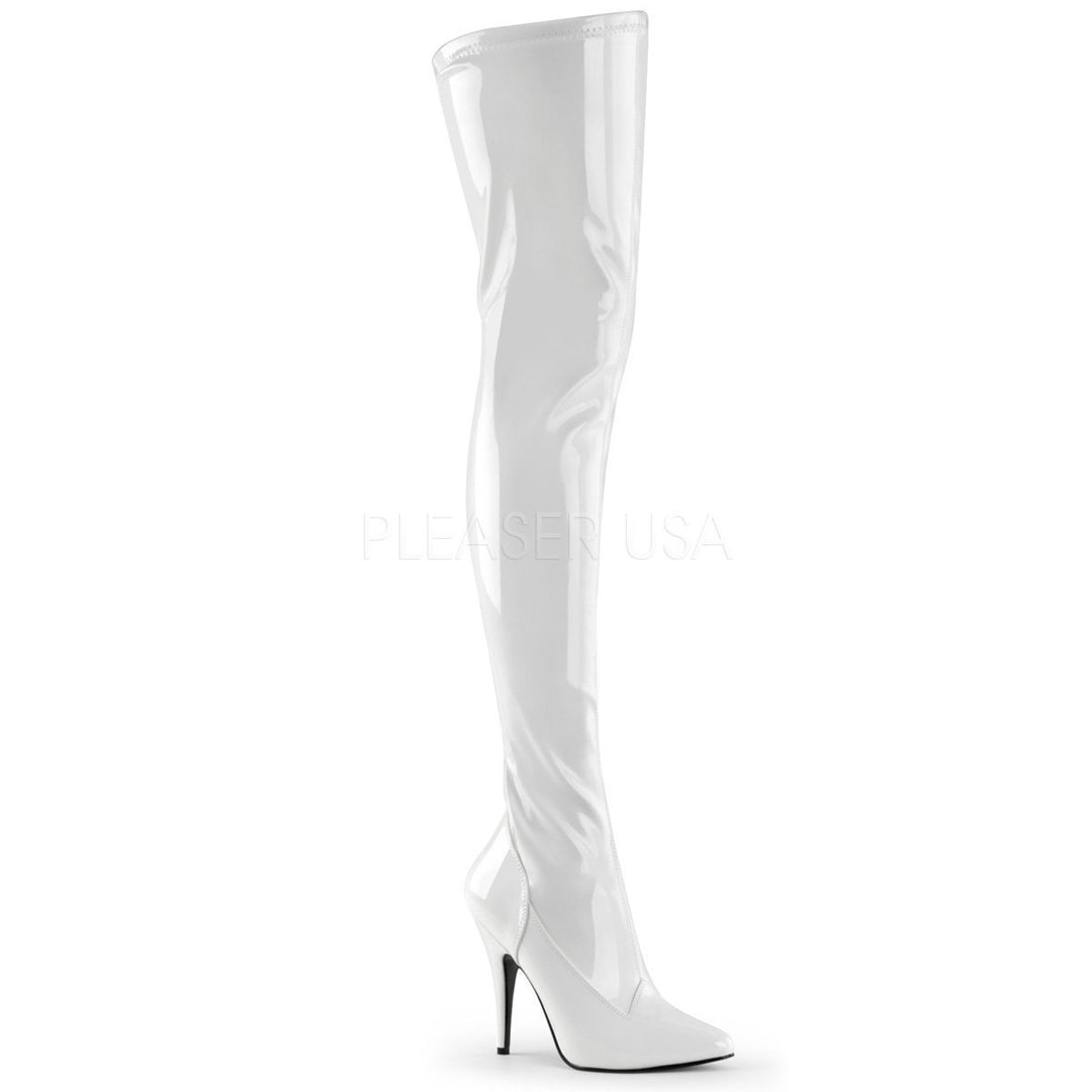 SEDUCE-3000 Thigh Boot | White Patent-Pleaser-White-Thigh Boots-SEXYSHOES.COM