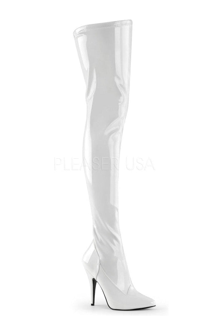 SEDUCE-3000 Thigh Boot | White Patent-Thigh Boots-Pleaser-White-6-Patent-SEXYSHOES.COM