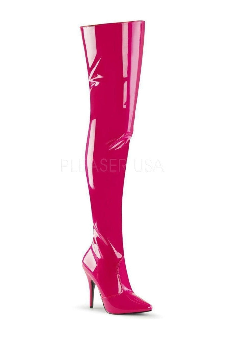 SEDUCE-3010 Thigh Boot | Fuchsia Patent-Pleaser-Fuchsia-Thigh Boots-SEXYSHOES.COM