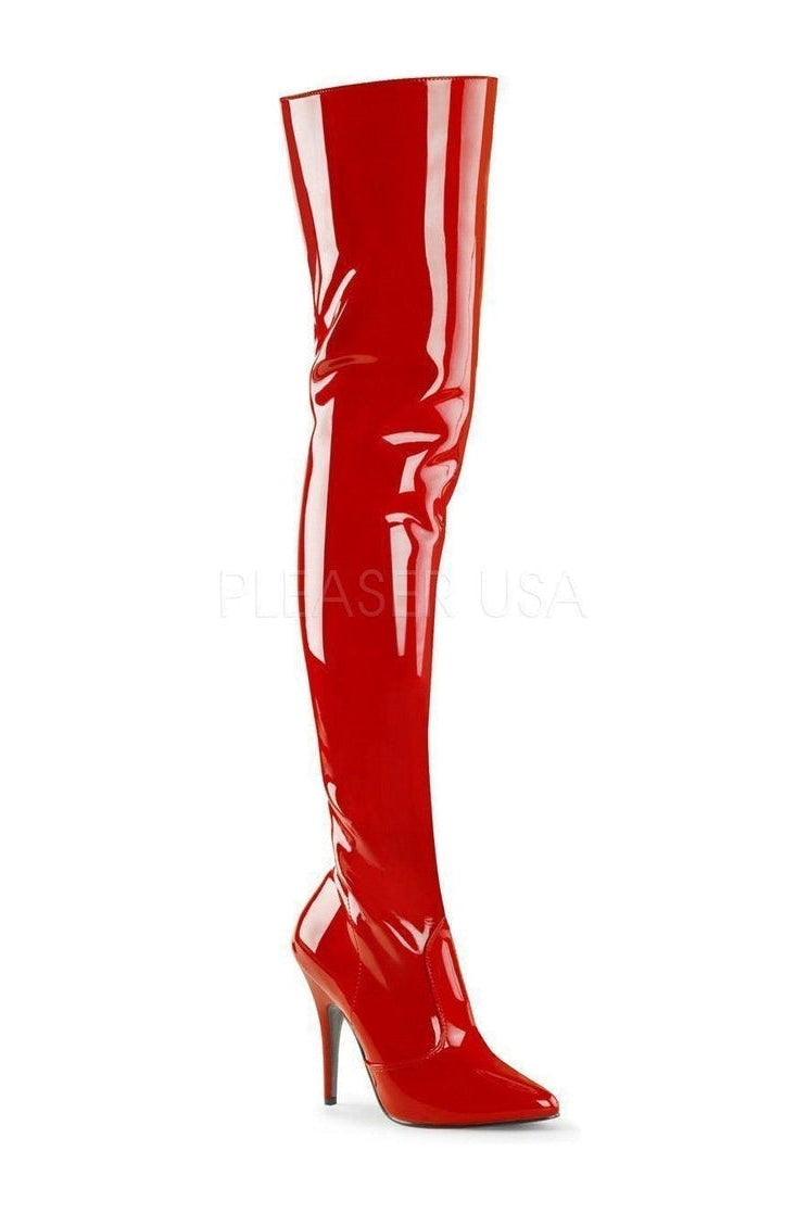 SEDUCE-3010 Thigh Boot | Red Patent-Pleaser-Red-Thigh Boots-SEXYSHOES.COM