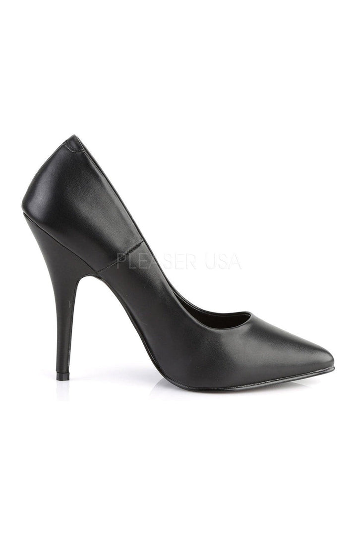 SEDUCE-420 Pump | Black Faux Leather-Pleaser-Pumps-SEXYSHOES.COM