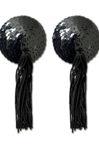 Peekaboo Pasties Sequin & Tassel Pasties in Black  from SexyShoes.com