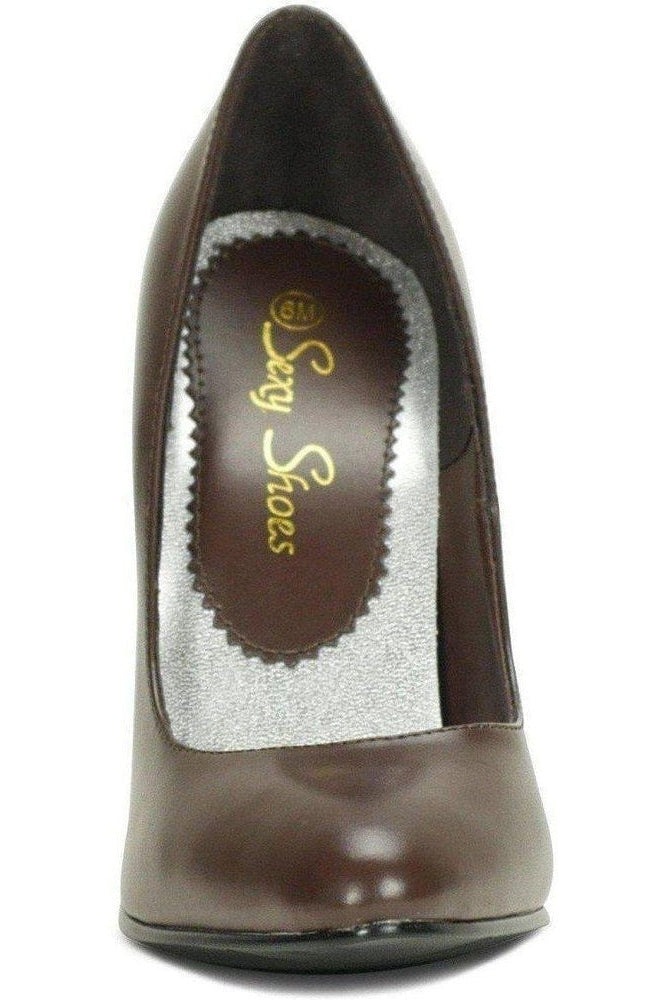 Sexy-4211 Vintage High Heel Pump | Brown Faux Leather-Sexyshoes Brand-Pumps-SEXYSHOES.COM