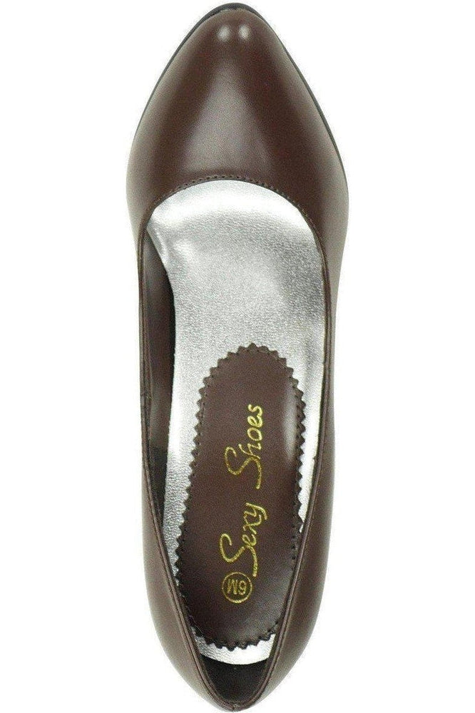 Sexy-4211 Vintage High Heel Pump | Brown Faux Leather-Sexyshoes Brand-Pumps-SEXYSHOES.COM