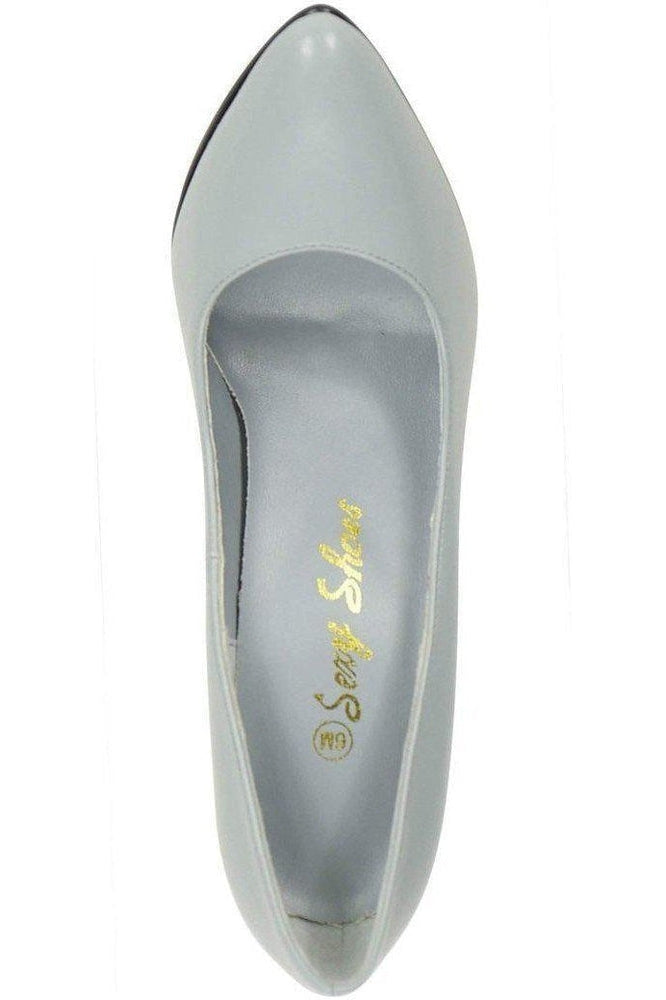 Sexy-4211 Vintage High Heel Pump | Grey Faux Leather-Sexyshoes Brand-Pumps-SEXYSHOES.COM
