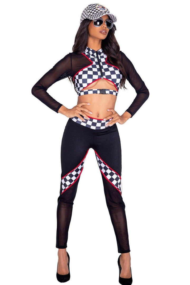 Sexy Race Car Driver Costume-Racer Costumes-Roma Costumes-Black-L-SEXYSHOES.COM