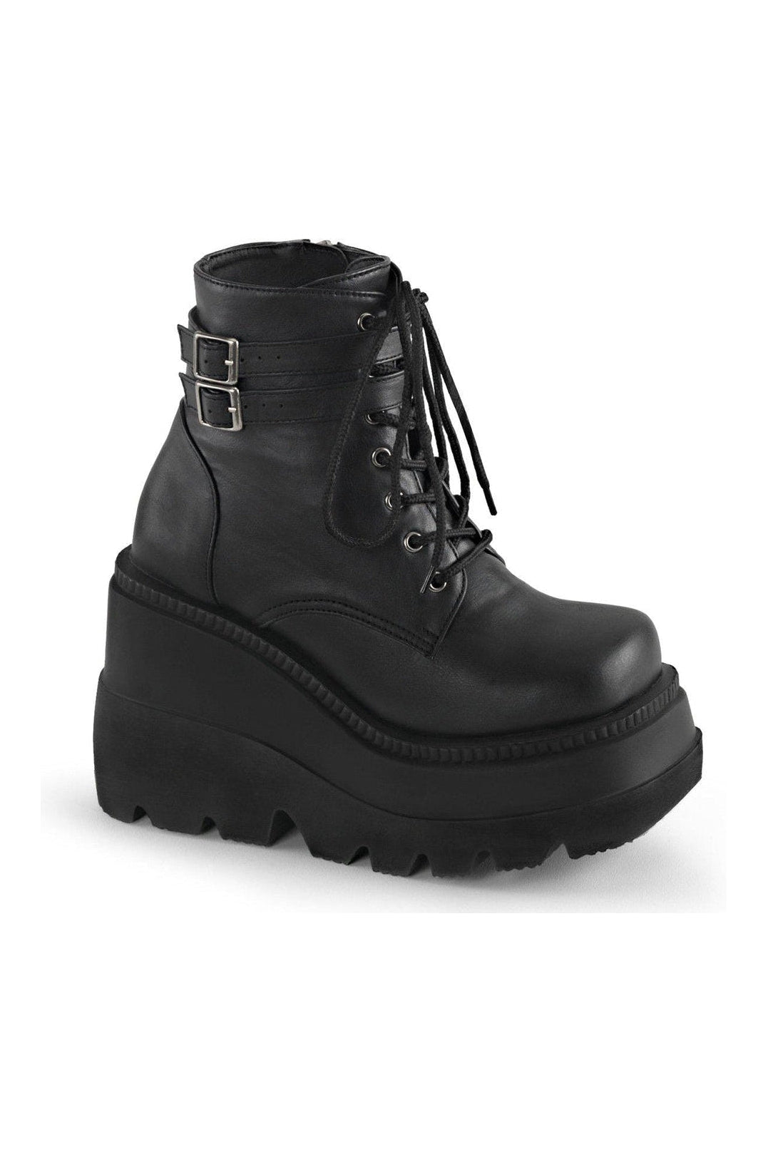 SHAKER-52 Ankle Boot | Black Faux Leather-Ankle Boots-Demonia-SEXYSHOES.COM