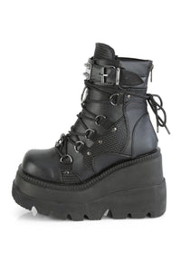 Demonia SHAKER-60 Ankle Boot in Black Faux Leather