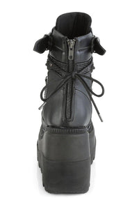 Demonia SHAKER-60 Ankle Boot in Black Faux Leather