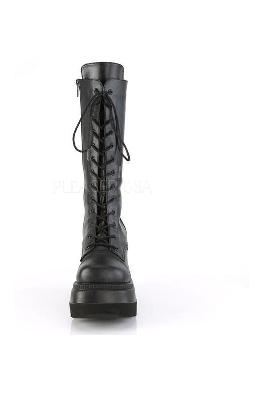 Demonia SHAKER-72  Platform Pump in Black Faux Leather